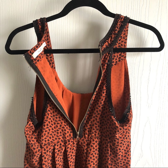 ❤️3 for $10!❤️ Flowy Dark Orange Floral Bead Top - Picture 7 of 8